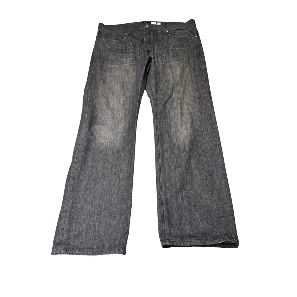 Rocawear Mens Classic Fit Jeans Dark Wash Black Denim Wide Leg 40x34